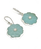 Hand Carved Amazonite Stone Flower with Pearl Single Drop Earrings