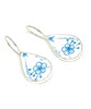 Aqua Blue Flower Vintage Pottery Teardrop Single Drop Earrings