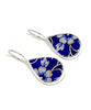Blue Flower with Gold Detail Vintage Pottery Teardrop Single Drop Earrings