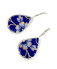 Blue Flower with Gold Detail Vintage Pottery Teardrop Single Drop Earrings