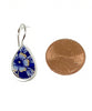 Blue Flower with Gold Detail Vintage Pottery Teardrop Single Drop Earrings