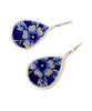 Blue Flower with Gold Detail Vintage Pottery Teardrop Single Drop Earrings