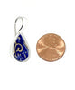 Blue Flower & Swirl with Gold Detail Vintage Pottery Teardrop Single Drop Earrings