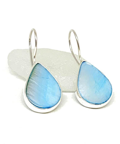 Aqua Mother of Pearl Single Drop Earrings