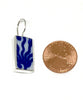 Blue & White Sun Ray Pattern Rectangle Vintage Pottery Single Drop Earrings