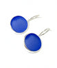 Round Blue Sea Glass Sea Glass Single Drop Earrings
