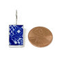 Blue & White Geometric Rectangle Vintage Pottery Single Drop Earrings