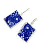 Blue & White Geometric Rectangle Vintage Pottery Single Drop Earrings
