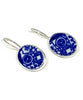 Blue & White Geometric Oval Vintage Pottery Single Drop Earrings