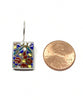 Bold Patterned with Gold Detail Vintage Pottery Rectangle Single Drop Earrings