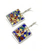 Bold Patterned with Gold Detail Vintage Pottery Rectangle Single Drop Earrings