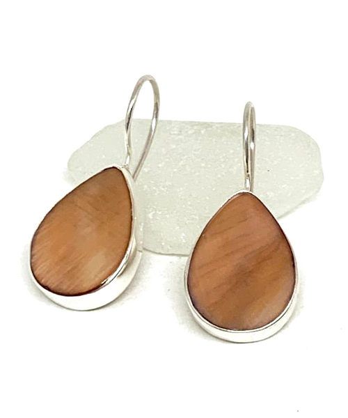 Rust Colored Mother of Pearl Single Drop Earrings