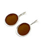 Brown Oval Sea Glass Single Drop Earrings