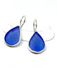 Blue Sea Glass Teardrop Sea Glass Single Drop Earrings