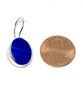 Cobalt Blue Stained Glass Oval Shaped Single Drop Earrings