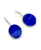 Cobalt Blue Stained Glass Oval Shaped Single Drop Earrings