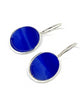 Cobalt Blue Stained Glass Oval Shaped Single Drop Earrings
