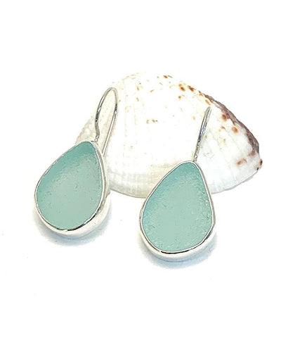 Coke Bottle Blue Sea Glass Natural Shape Single Earrings