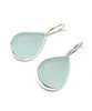 Coke Bottle Blue Teardrop Sea Glass Single Drop Earrings