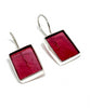 Clear Raspberry Red Stained Glass Single Drop Earrings