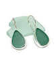 Dark Aqua Natural Shape Sea Glass Single Drop Earrings