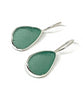 Dark Aqua Natural Shape Sea Glass Single Drop Earrings