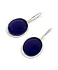 Dark Purple Clear Stained Glass Single Drop Oval Earrings