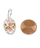 Large Oval Pink & Yellow Flowers Vintage Pottery Single Drop Earrings