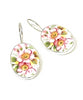 Large Oval Pink & Yellow Flowers Vintage Pottery Single Drop Earrings