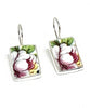 White Peony Flower Vintage Pottery Single Drop Earrings