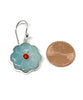 Hand Carved Amazonite Stone Flower with Red Coral Single Drop Earrings