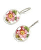 Pink & Yellow Flower Vintage Pottery Single Drop Earrings