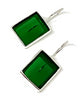 Forest Green Stained Glass Rectangle Shaped Single Drop Earrings