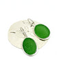 Green Oval Sea Glass Single Drop Earrings