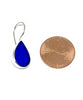 Clear Cobalt Blue Stained Glass Teardrop Shaped Single Drop Earrings