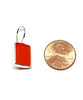 Dark Orange Stained Glass Rectangle Shaped Single Drop Earrings