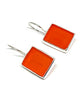 Dark Orange Stained Glass Rectangle Shaped Single Drop Earrings