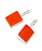 Dark Orange Stained Glass Rectangle Shaped Single Drop Earrings