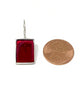 Clear Dark Red Rectangle Shaped Stained Glass Single Drop Earrings