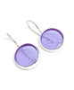Clear Lavender Stained Glass Round Single Drop Earrings