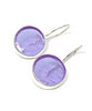 Clear Lavender Stained Glass Round Single Drop Earrings