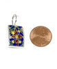 Large Bold Patterned with Gold Detail Vintage Pottery Rectangle Single Drop Earrings