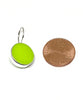 Lime Green Stained Glass Round Single Drop Earrings