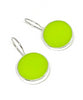 Lime Green Stained Glass Round Single Drop Earrings