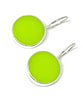 Lime Green Stained Glass Round Single Drop Earrings