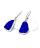 Dark Cobalt Sea Glass Open Back Drop Earrings