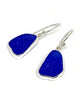 Dark Cobalt Sea Glass Open Back Drop Earrings