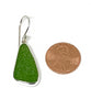 Grass Green Sea Glass Open Back Drop Earrings