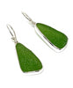 Grass Green Sea Glass Open Back Drop Earrings
