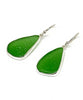 Green Sea Glass Open Back Drop Earrings